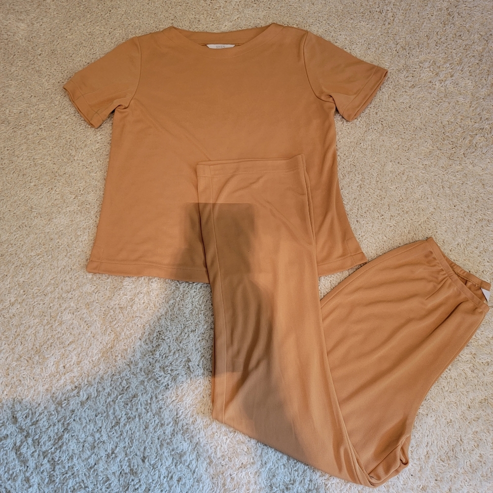 Shen New York NY Two Piece Tee & Wide Leg Pants Upscale Lounge Set